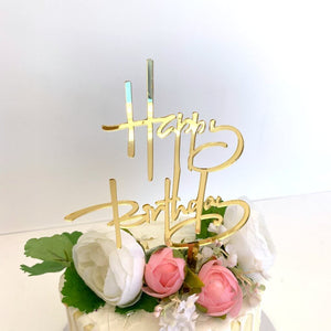 Gold 'Happy Birthday' Calligraphy Cake Topper
