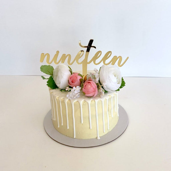 Acrylic Gold 'nineteen' Birthday Cake Topper