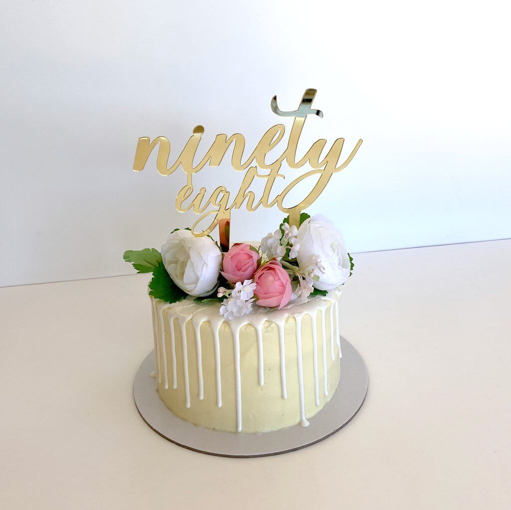Acrylic Gold Mirror 'ninety eight' Birthday Cake Topper