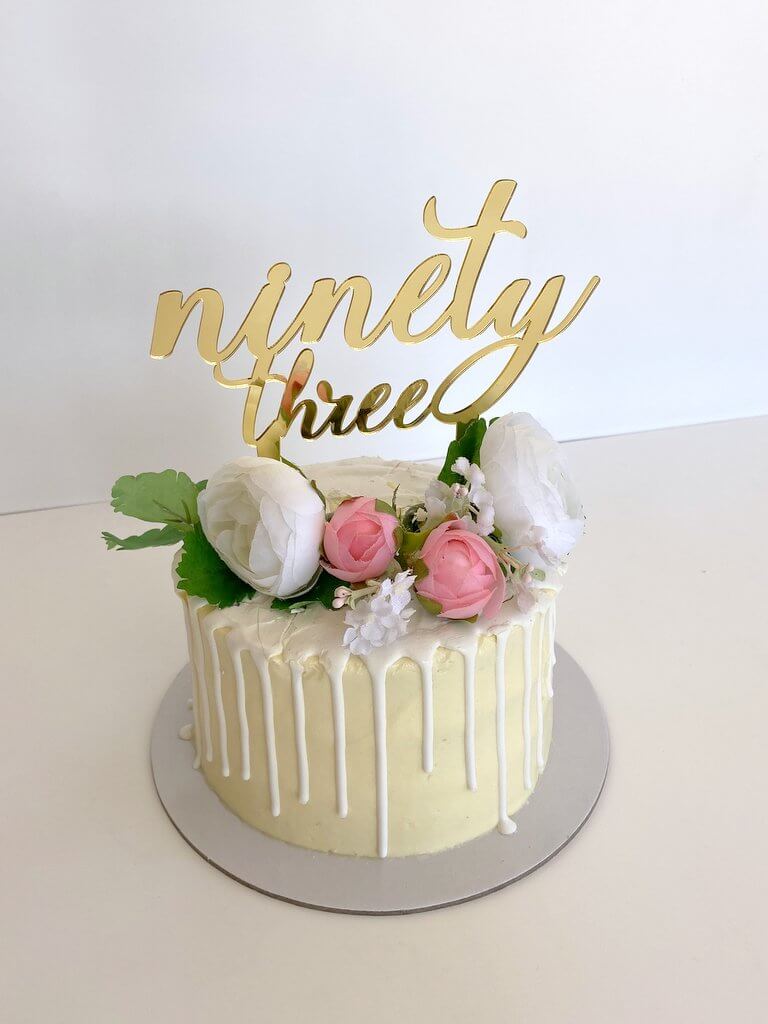 Acrylic Gold Mirror 'ninety three' Birthday Cake Topper