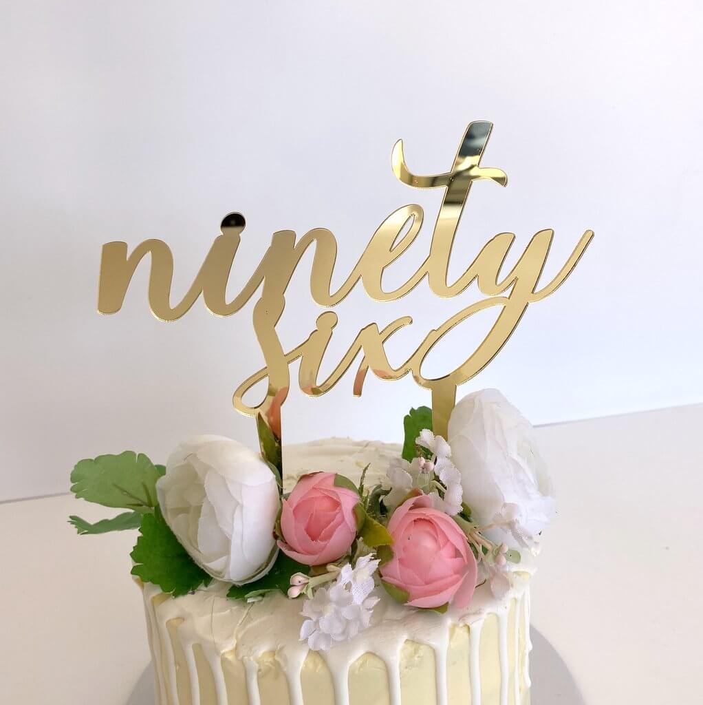 Acrylic Gold Mirror 'ninety six' Birthday Cake Topper