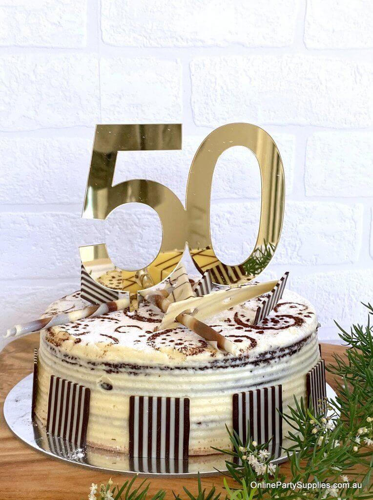 Acrylic Gold Mirror Number 50 Birthday Cake Topper - Online Party ...