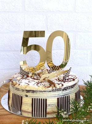Acrylic Gold Mirror Number 50 Cake Topper 50th Fiftieth Birthday Party Cake Decorations