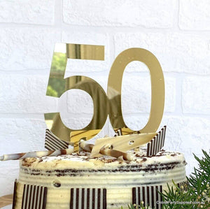 Acrylic Gold Mirror Number 50 Cake Topper 50th Fiftieth Birthday Party Cake Decorations