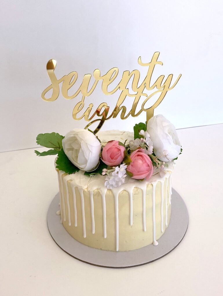 Acrylic Gold 'seventy eight' Script Birthday Cake Topper