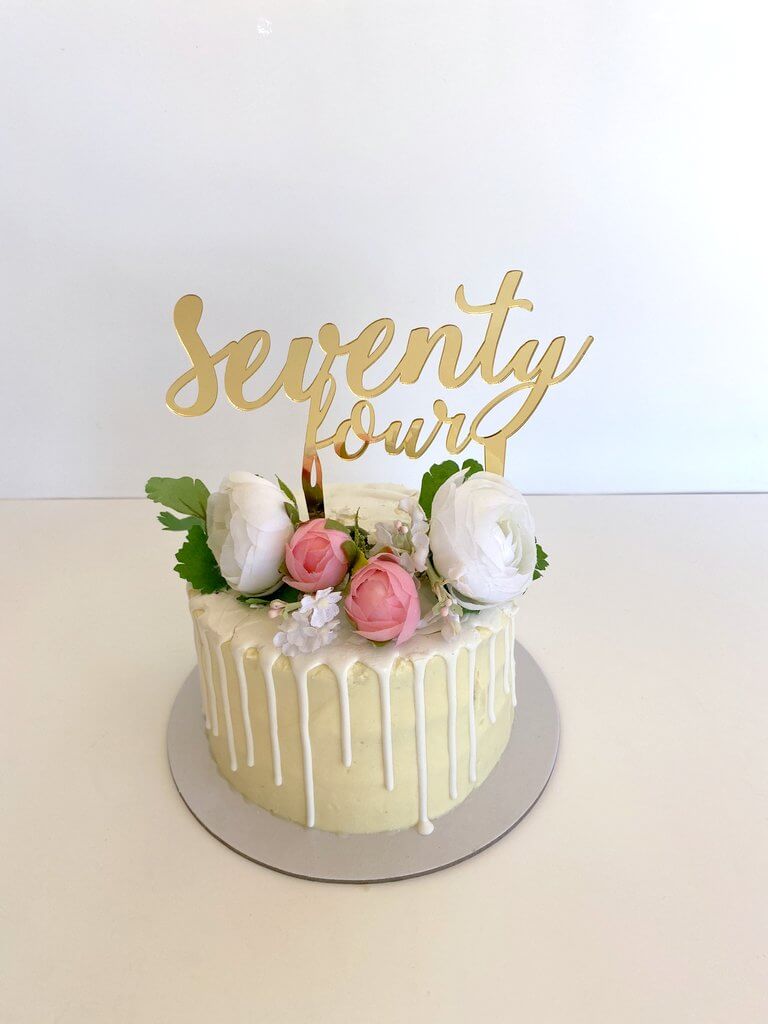 Acrylic Gold Mirror 'seventy four' Birthday Cake Topper