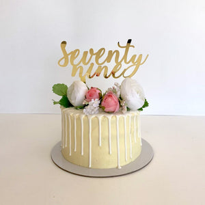 Acrylic Gold Mirror 'seventy nine' Script Birthday Cake Topper
