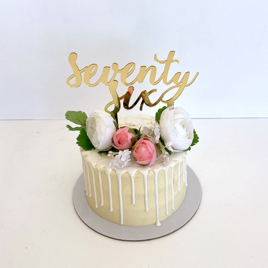 Acrylic Gold Mirror 'seventy six' Birthday Cake Topper