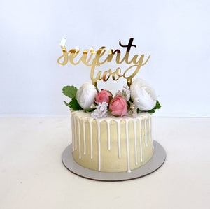Acrylic Gold Mirror 'seventy two' Birthday Cake Topper