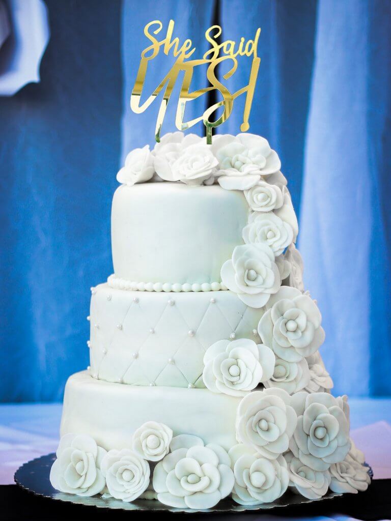 Acrylic Gold Mirror 'She Said YES!' Cake Topper