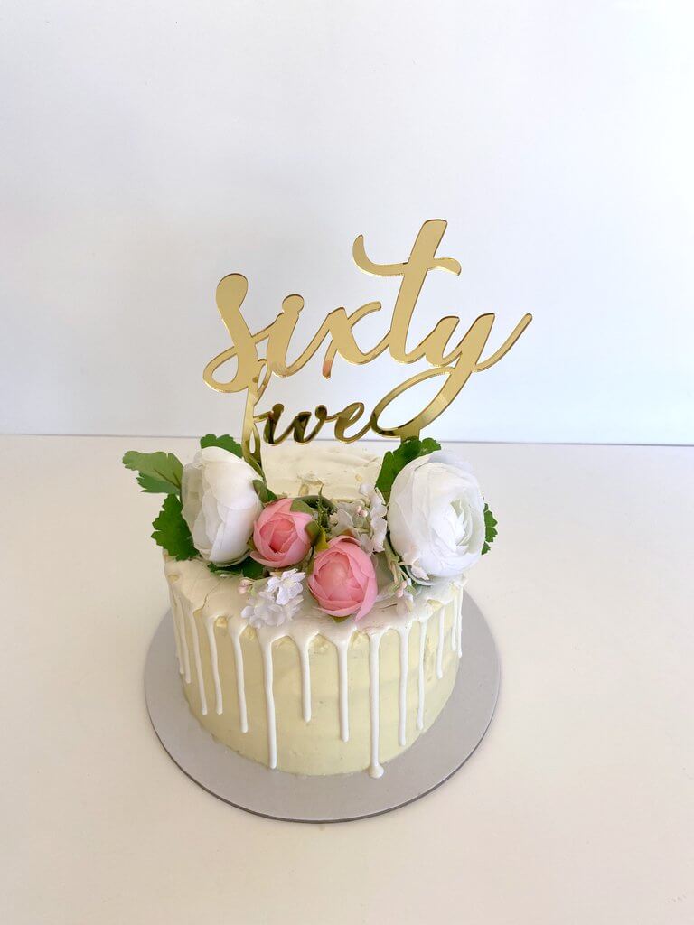 Acrylic Gold Mirror 'sixty five' Birthday Cake Topper