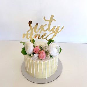 Acrylic Gold Mirror 'sixty nine' Birthday Cake Topper