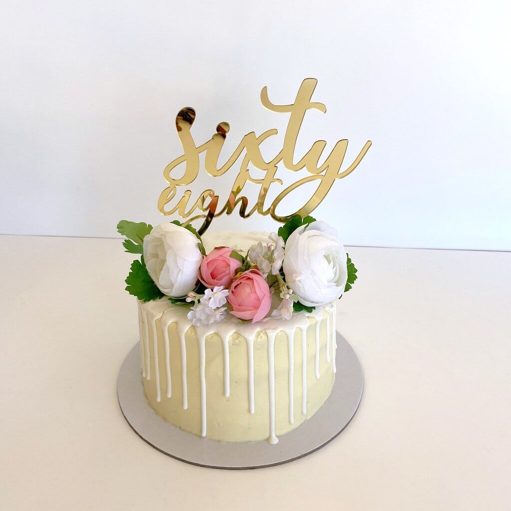 Acrylic Gold Mirror 'sixty eight' Birthday Cake Topper