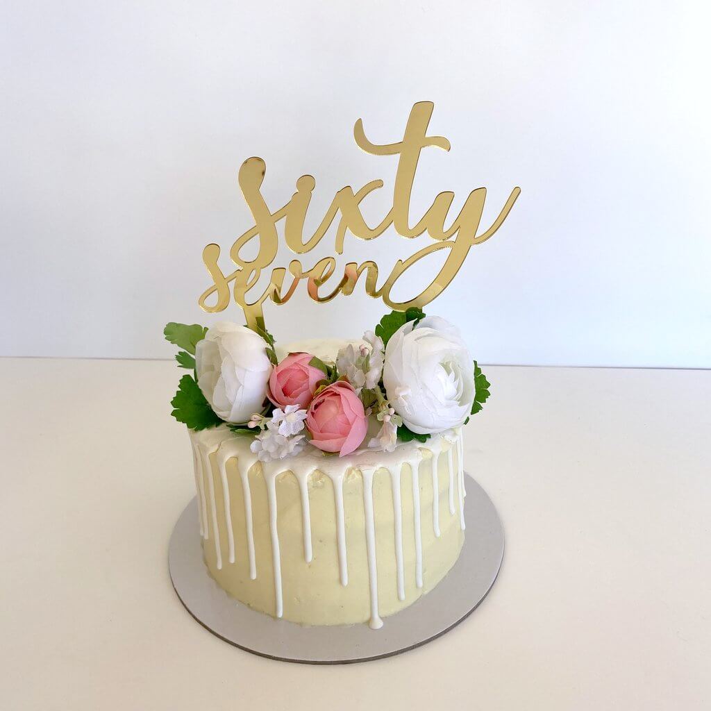 Acrylic Gold Mirror 'sixty seven' Birthday Cake Topper