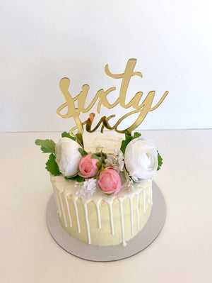 Acrylic Gold Mirror 'sixty six' Birthday Cake Topper