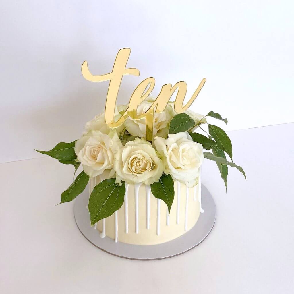 Acrylic Gold Mirror 'Ten' Birthday Cake Topper