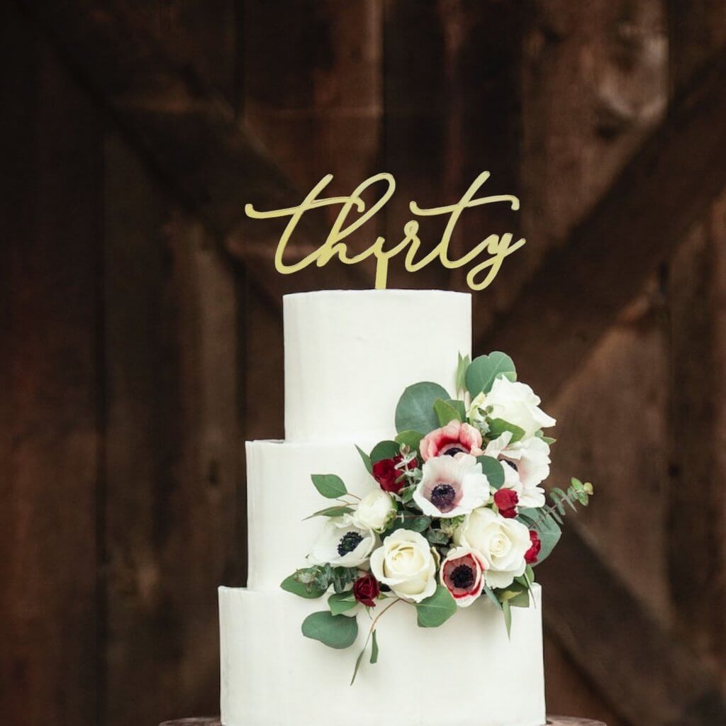 Acrylic Gold Mirror 'Thirty' Cake Topper - 30th Birthday Party Cake Decorations - Online Party Supplies Australia