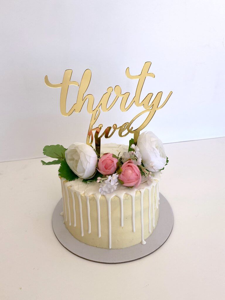 Acrylic Gold Mirror 'thirty five' Birthday Cake Topper
