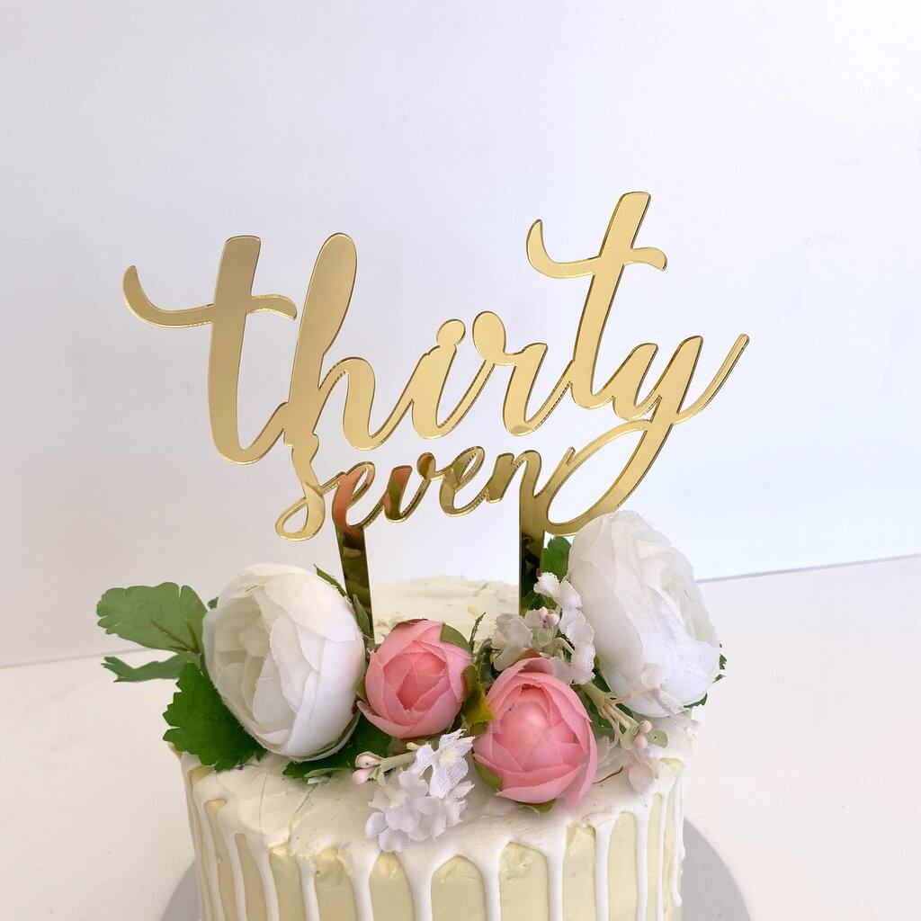 Acrylic Gold Mirror 'thirty seven' Birthday Cake Topper