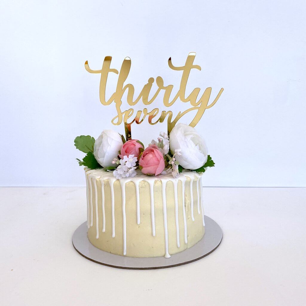 Acrylic Gold Mirror 'thirty seven' Birthday Cake Topper