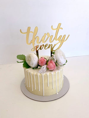 Acrylic Gold Mirror 'thirty seven' Birthday Cake Topper
