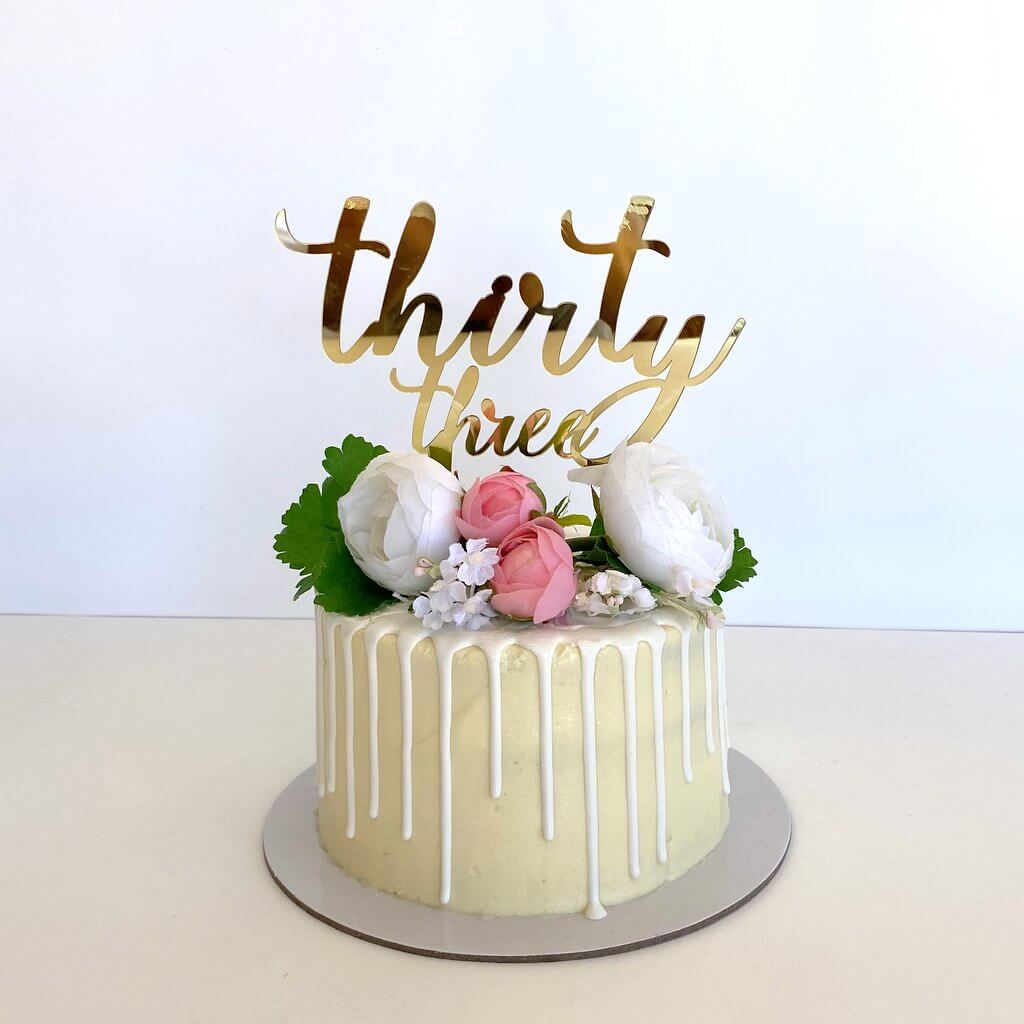 Acrylic Gold Mirror 'thirty three' Birthday Cake Topper