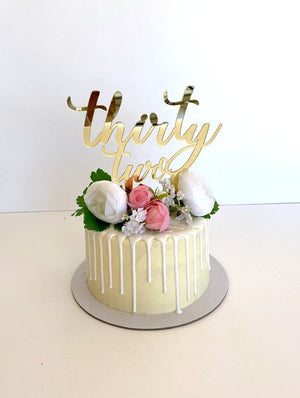 Acrylic Gold Mirror 'thirty two' Birthday Cake Topper