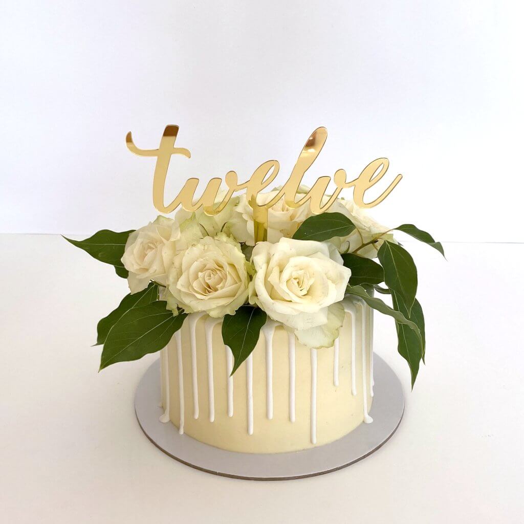 Acrylic Gold Mirror 'Twelve' Cake Topper