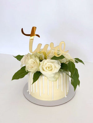 Acrylic Gold Mirror 'Two' Birthday Cake Topper