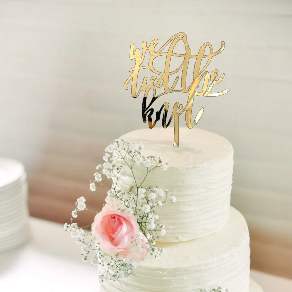 Gold Mirror Acrylic We Tied The Knot Wedding Cake Topper - Bridal Shower, Engagement Cake Decorations