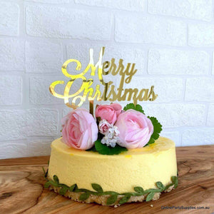 Gold Mirror Acrylic Merry Christmas Cake Topper Xmas Cake Decorations