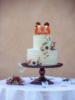 Chinese Bride Groom Double Happiness Mr & Mrs Wedding Cake Topper