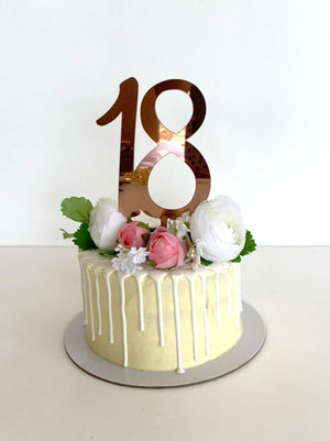 Acrylic Rose Gold Mirror Number 18 Birthday Cake Topper