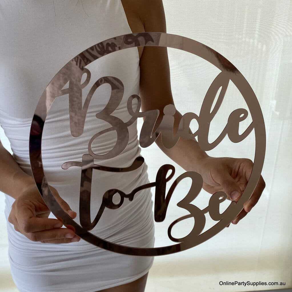 Online Party Supplies Australia acrylic rose gold mirror Bride To Be hoop Bridal Hanging Wall Sign - Wedding Centrepiece Decorations