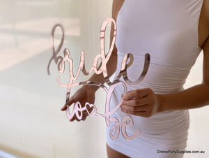 Online Party Supplies Australia Rose Gold Mirror Acrylic 'Bride To Be' Wedding Bridal Shower Wall Sign