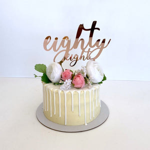 Acrylic Rose Gold Mirror 'eighty eight' Birthday Cake Topper