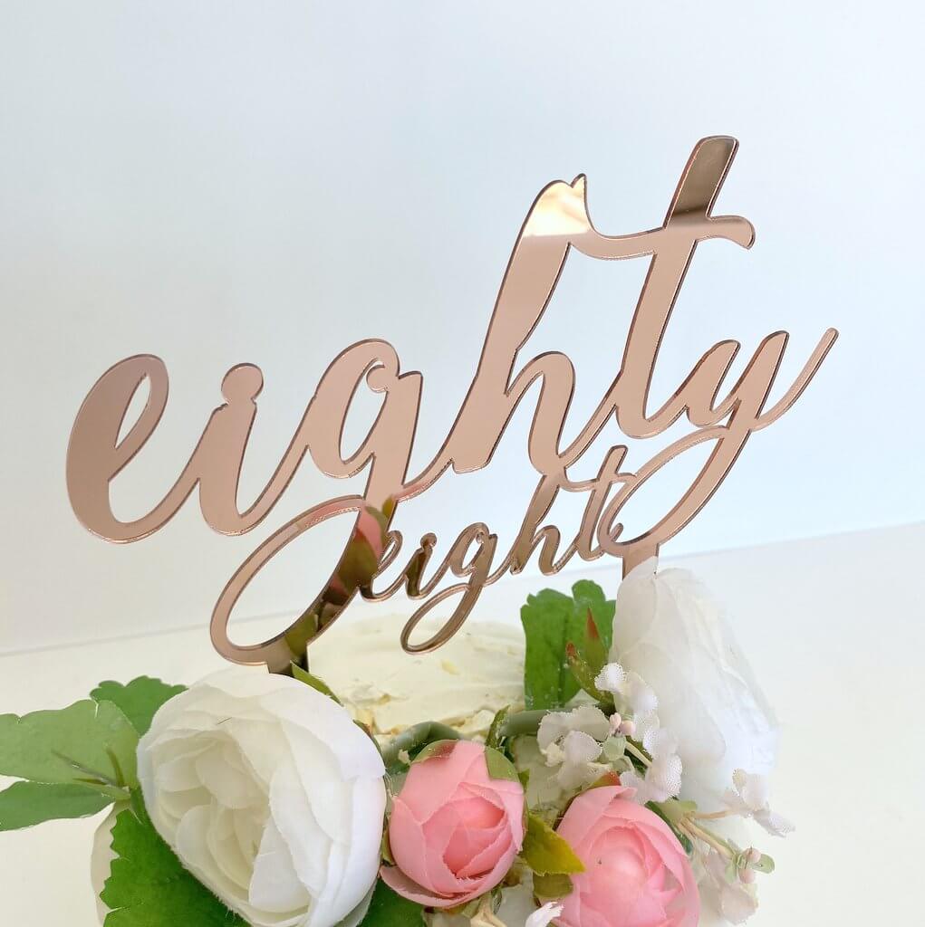 Acrylic Rose Gold Mirror 'eighty eight' Birthday Cake Topper