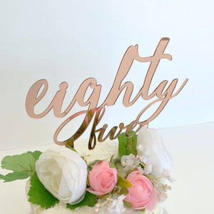 Acrylic Rose Gold Mirror 'eighty five' Birthday Cake Topper