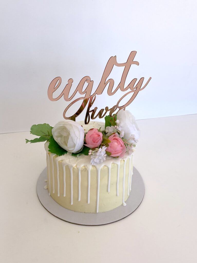 Acrylic Rose Gold Mirror 'eighty five' Birthday Cake Topper