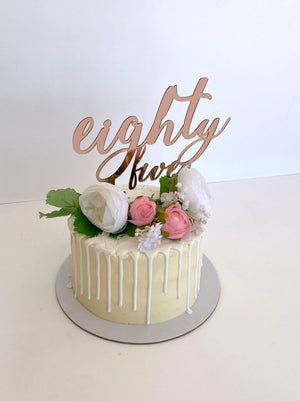 Acrylic Rose Gold Mirror 'eighty five' Birthday Cake Topper