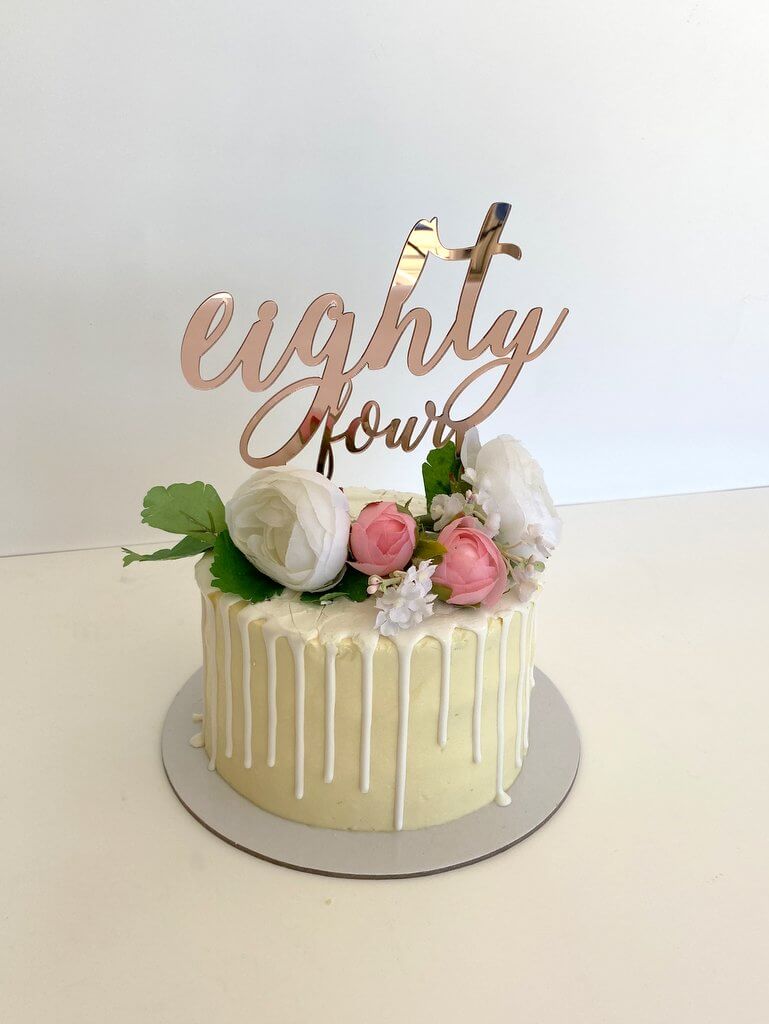 Acrylic Rose Gold Mirror 'eighty four' Birthday Cake Topper