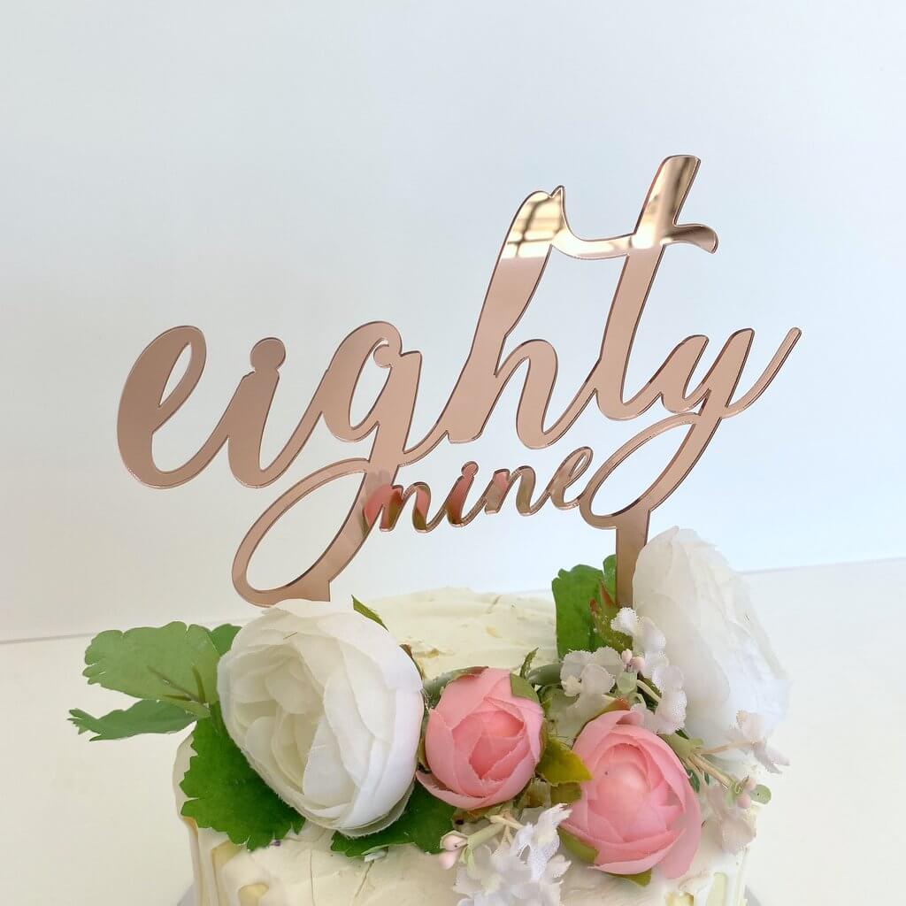 Acrylic Rose Gold Mirror 'eighty nine' Birthday Cake Topper