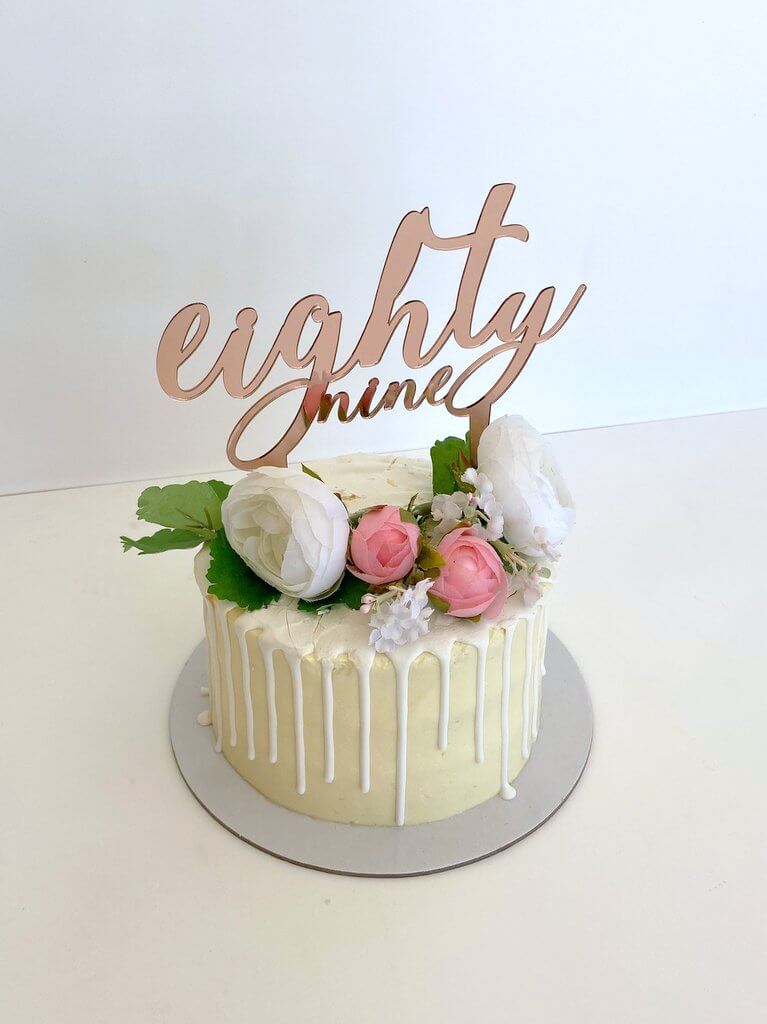 Acrylic Rose Gold 'eighty nine' Birthday Cake Topper