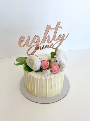 Acrylic Rose Gold Mirror 'eighty nine' Birthday Cake Topper