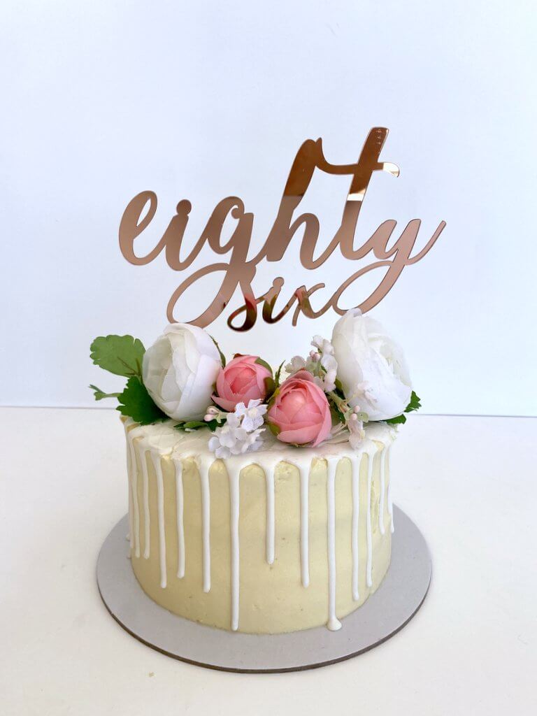 Acrylic Rose Gold Mirror 'eighty six' Birthday Cake Topper