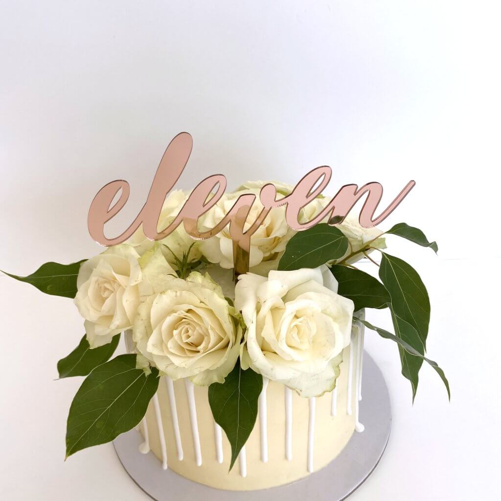 Acrylic Rose Gold Mirror 'eleven' Cake Topper