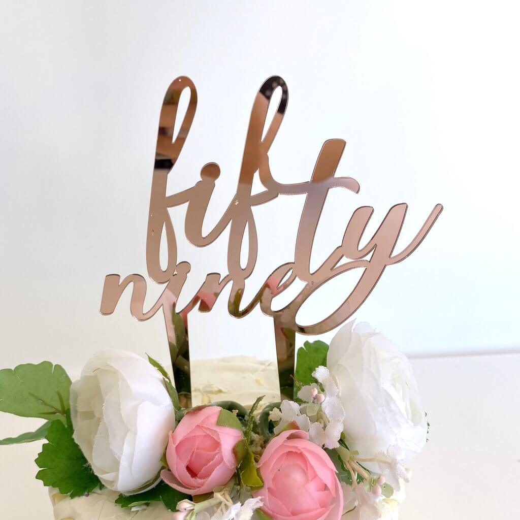 Acrylic Rose Gold Mirror 'fifty nine' Birthday Cake Topper