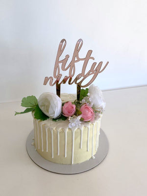 Acrylic Rose Gold Mirror 'fifty nine' Birthday Cake Topper