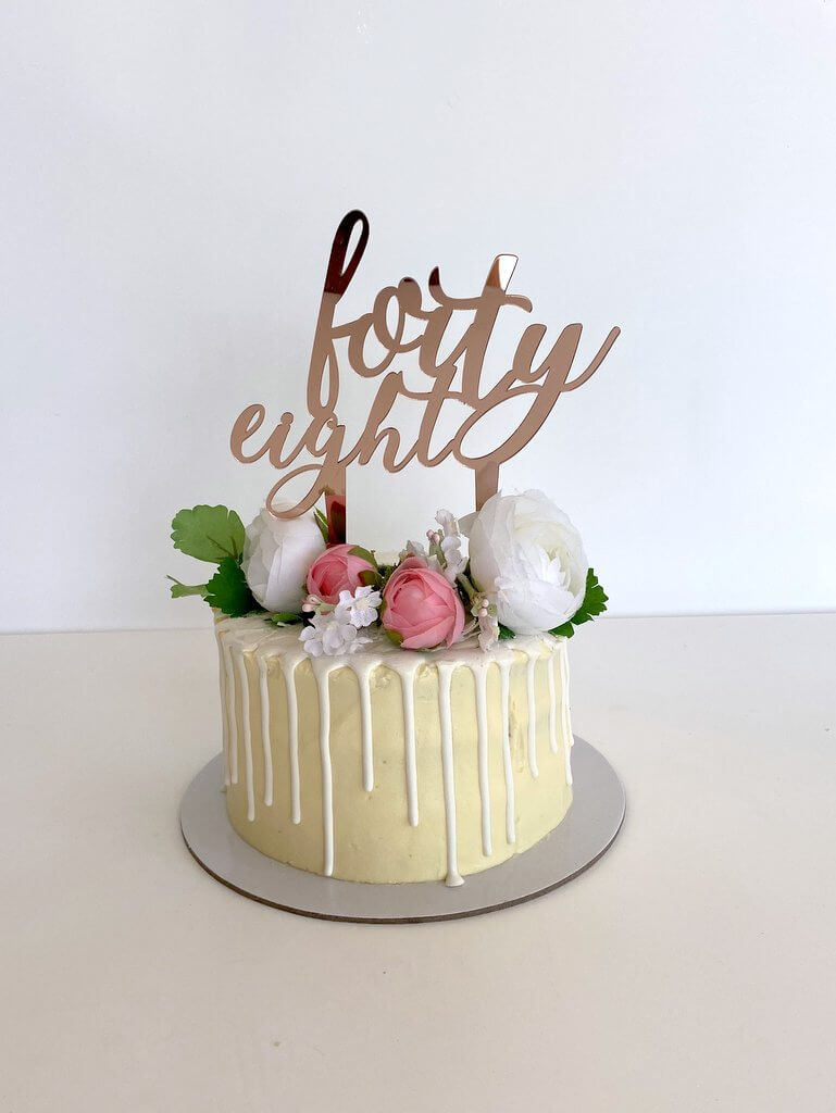 Acrylic Rose Gold Mirror 'forty eight' Birthday Cake Topper