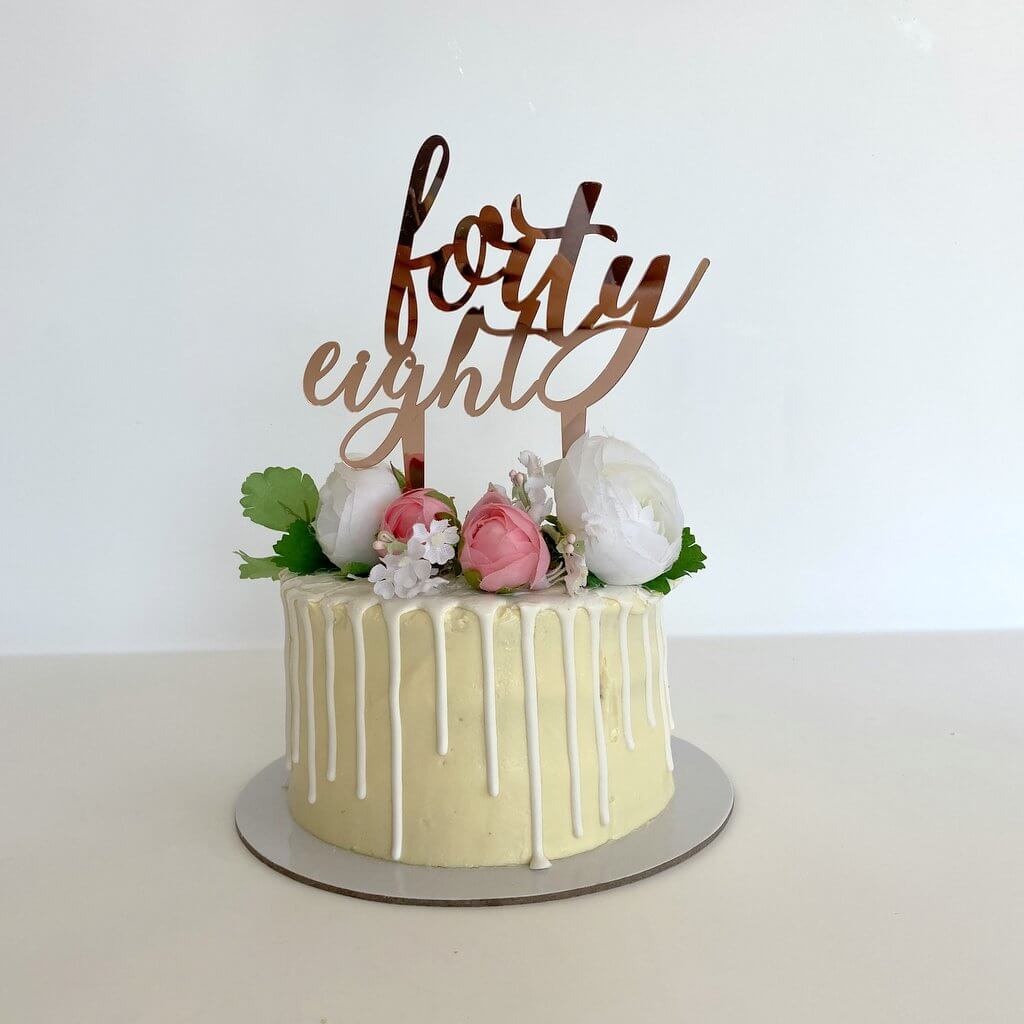 Acrylic Rose Gold Mirror 'forty eight' Birthday Cake Topper